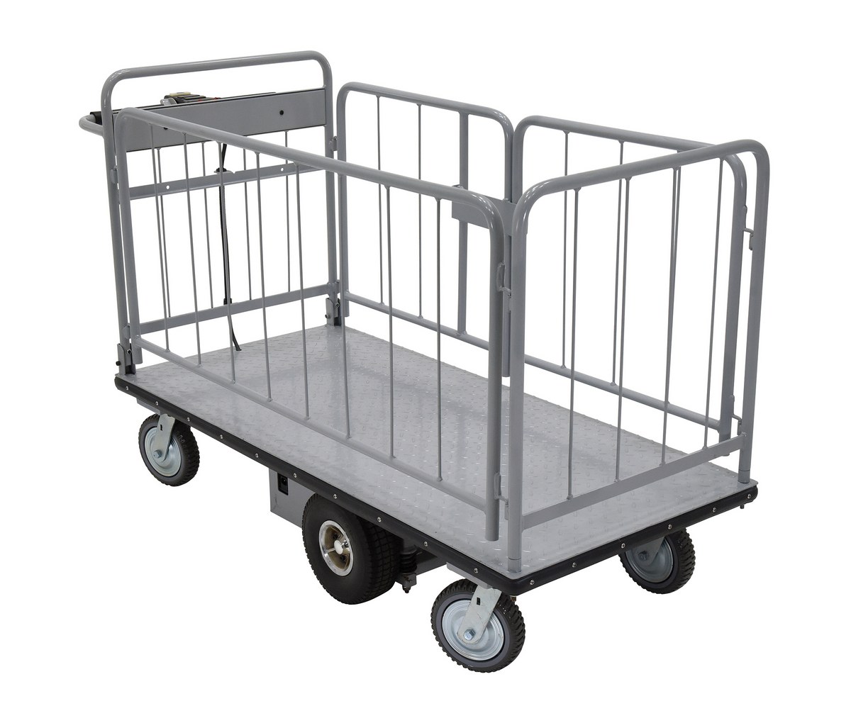 Vestil Steel Electric Material Handling Cart with Sides - 28 In. x 60 In. 1500 lb - Gray