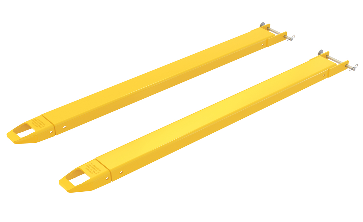 Vestil Steel Pin Style Fork Extensions - 4 In. x 66 In. 4000 lb - Yellow