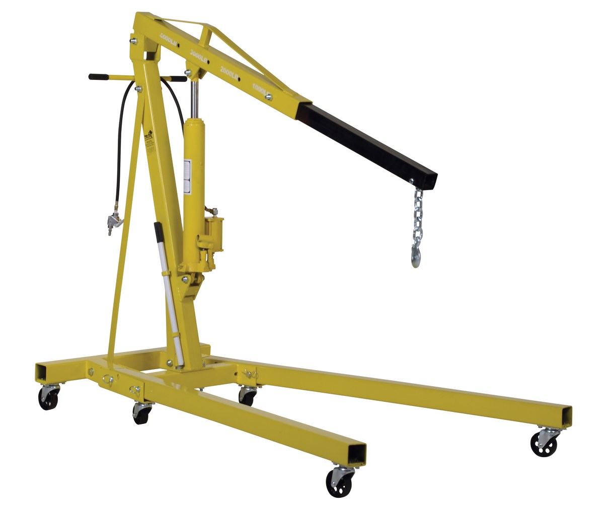 Vestil Steel Air and Hand Pump Hydraulic Shop Crane - 4000 lb - Yellow