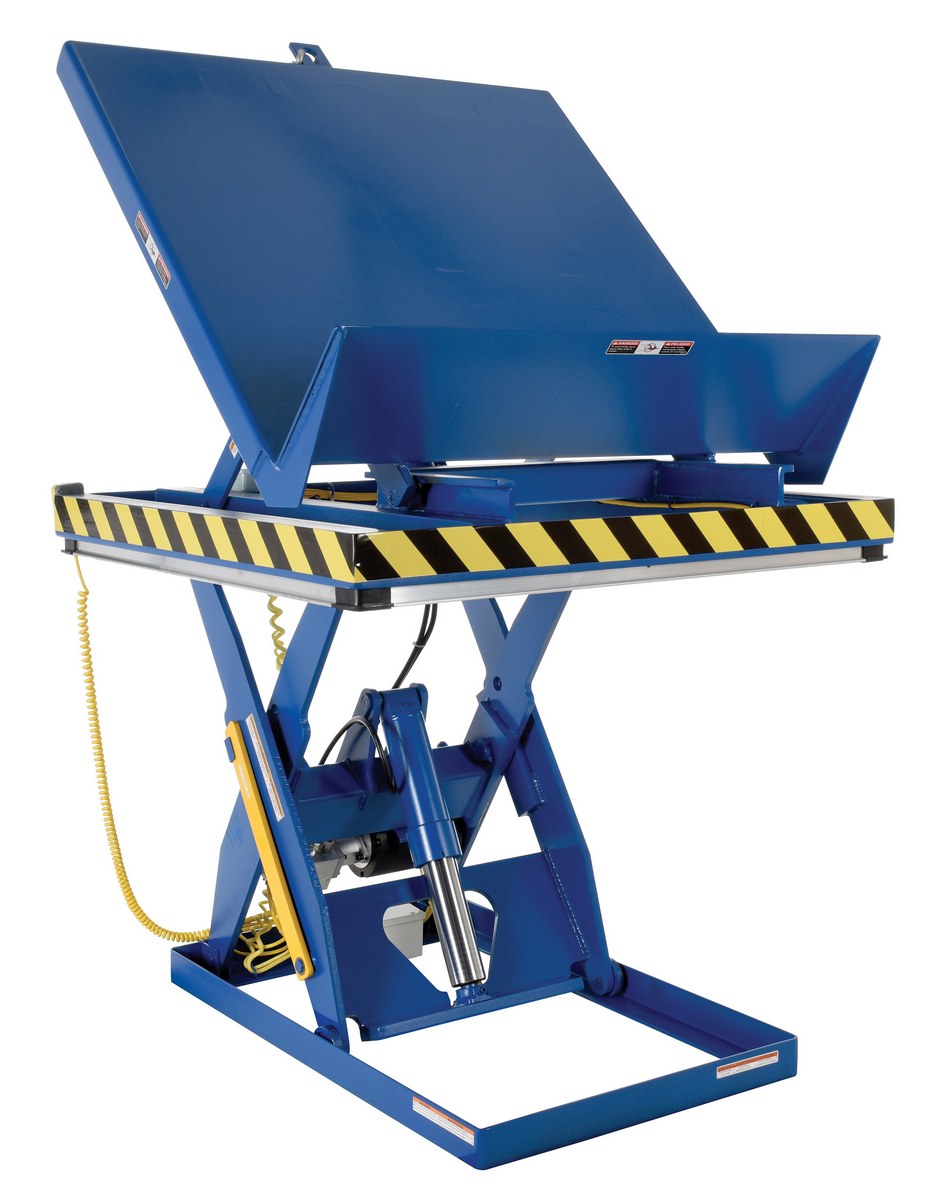 Vestil Steel Lift and End Tilt Scissor Table - 48 In. x 48 In. 5000 lb - Blue