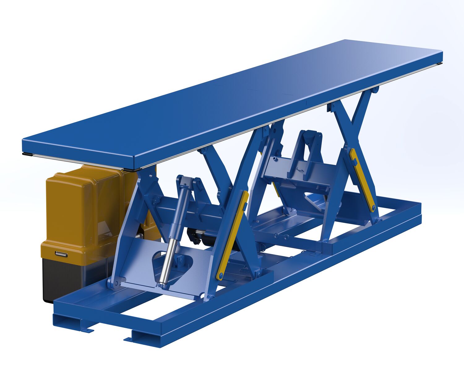 Vestil Steel Electric Hydraulic Tandem Lift Table - 30 In. x 144 In. 2000 lb - Blue