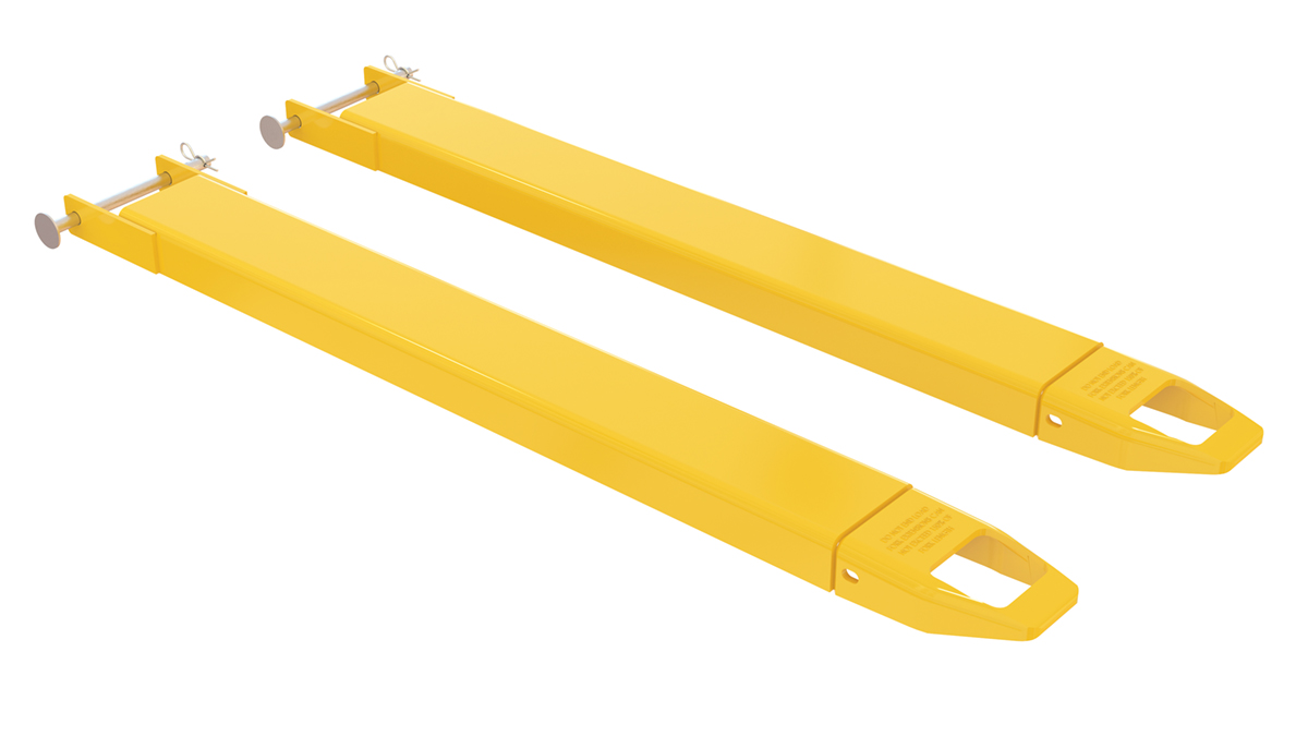 Vestil Steel Pin Style Fork Extensions - 4 In. x 48 In. 4000 lb - Yellow