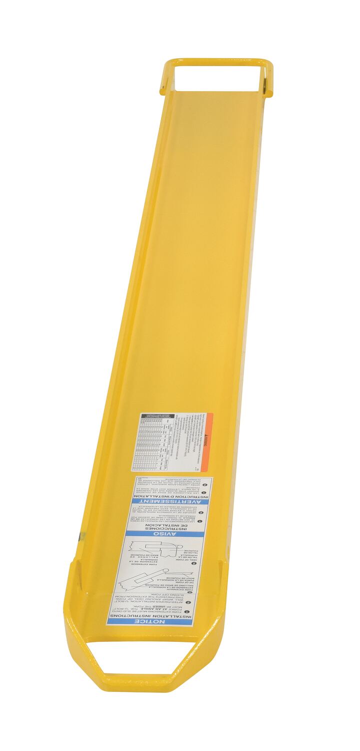 Vestil Steel Single Fork Extension - 6 In. x 72 In. 4,000 lb - Yellow