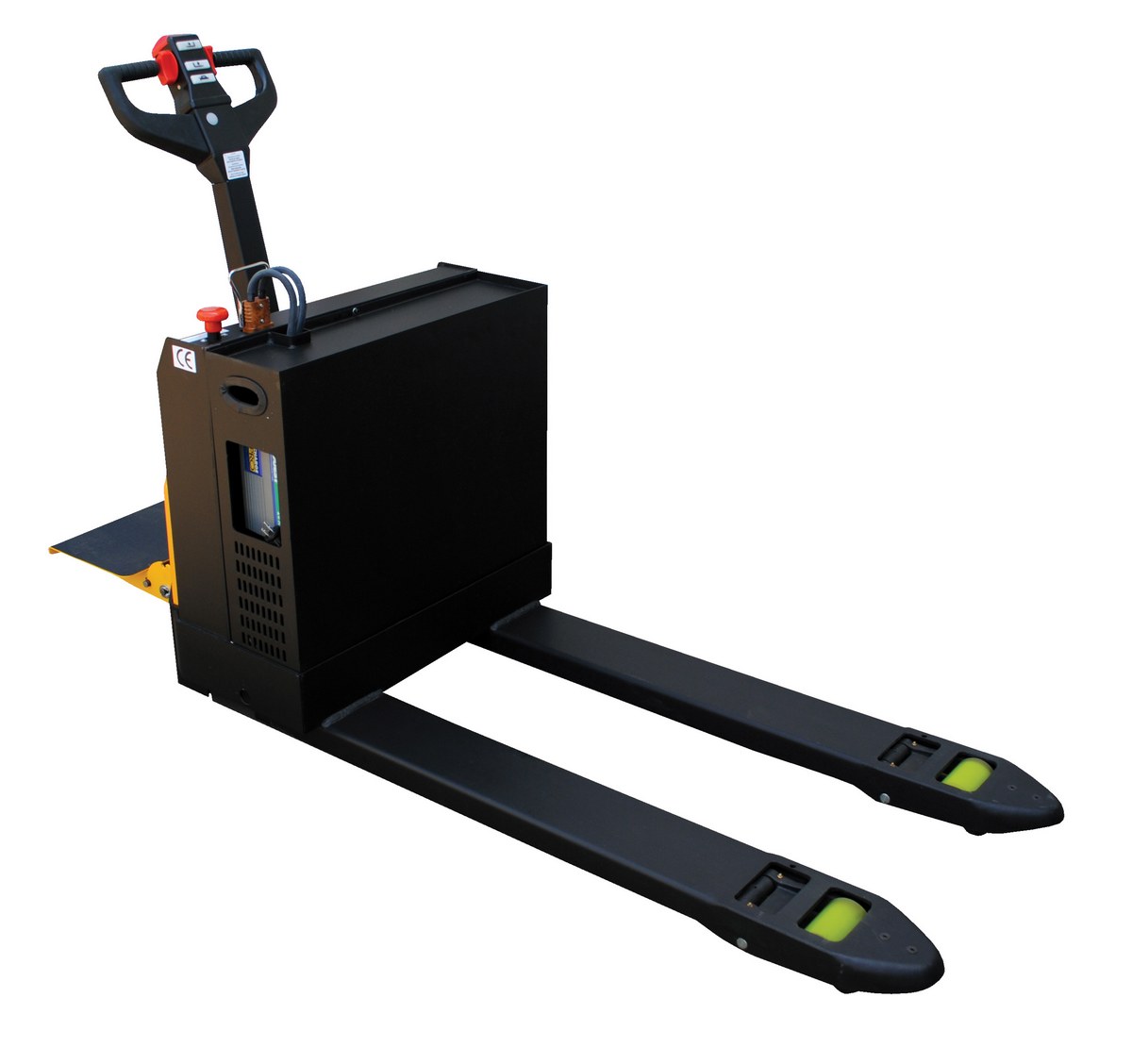 Vestil Steel Pallet Truck with Rider Platform - 27 In. x 48 In. 4500 lb - Black