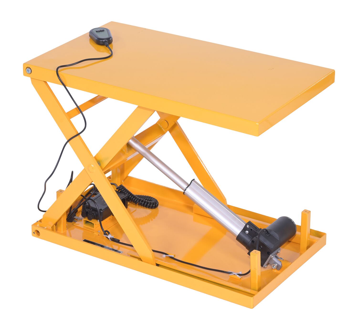 Vestil Steel Electric Linear Actuated Scissor Lift Table - 27-3/4 In. x 15-3/4 In. x 15 In. 200 lb - Yellow