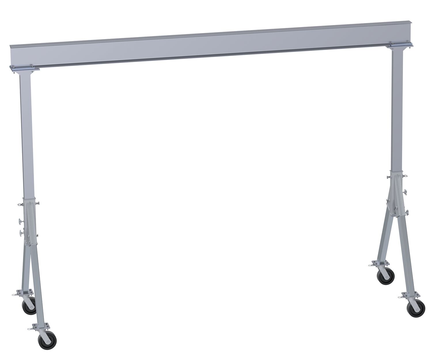 Vestil Aluminum Fixed Gantry Crane with Phenolic Locking Casters - 15 Ft. x 10 Ft. 4000 lb - Silver