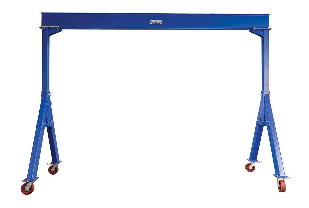 Vestil Steel Fixed Gantry Crane with Ductile Steel Locking Casters - 10 Ft. 10,000 lb - Blue
