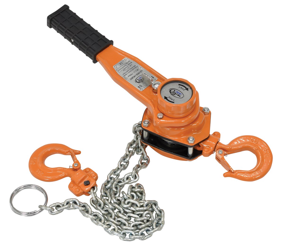 Vestil Steel Economy Lever Hoist - 5 Ft. Chain Length 1500 lb - Orange