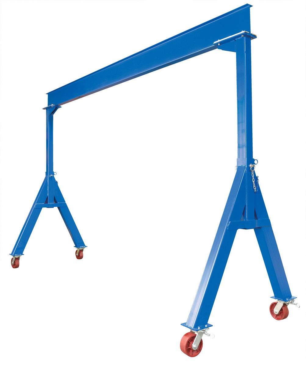 Vestil Steel Fixed Gantry Crane with Ductile Steel Locking Casters - 15 Ft. 10,000 lb - Blue