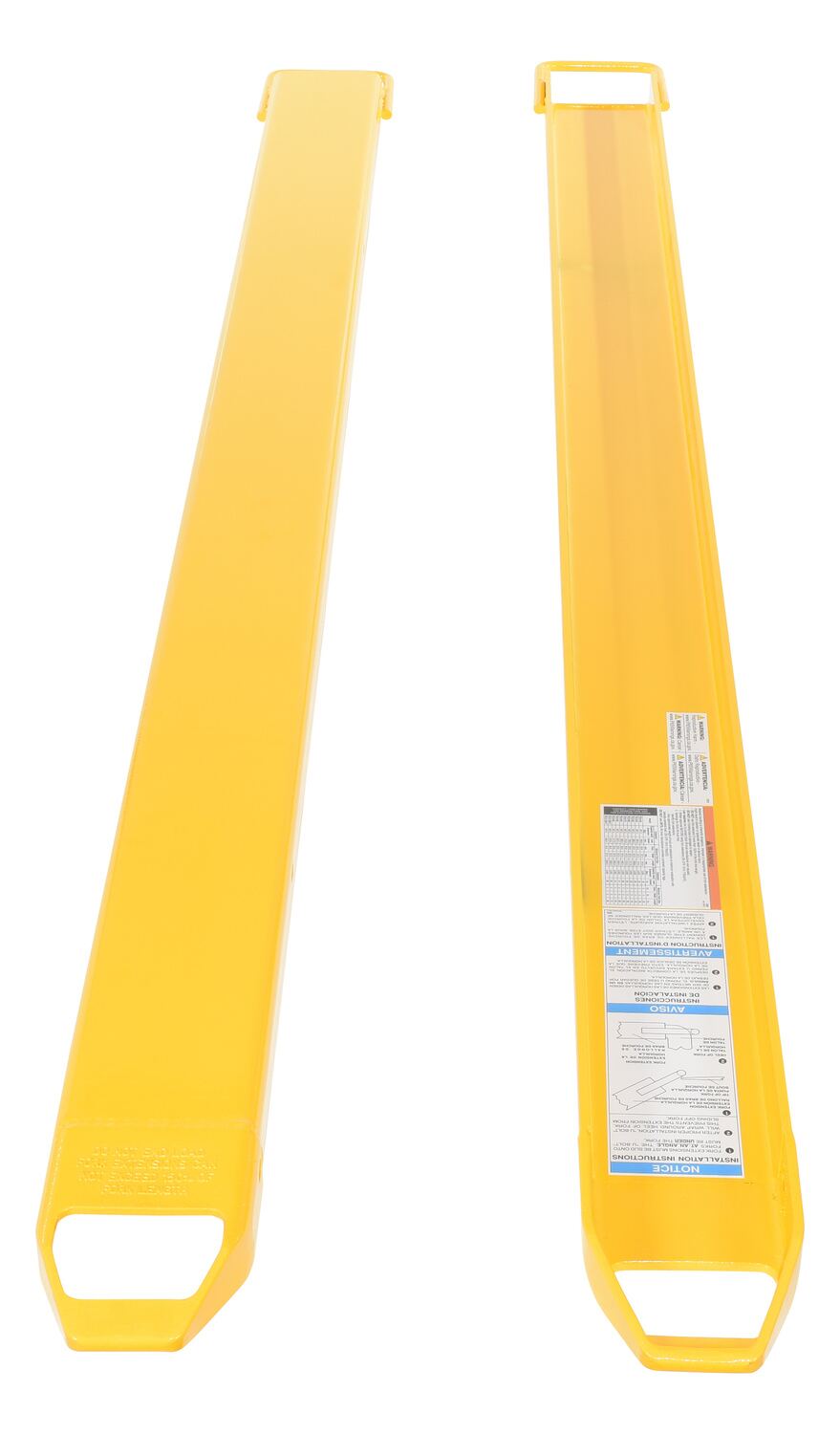 Vestil Steel Fork Extensions - 5 In. x 96 In. 4,000 lb - Yellow