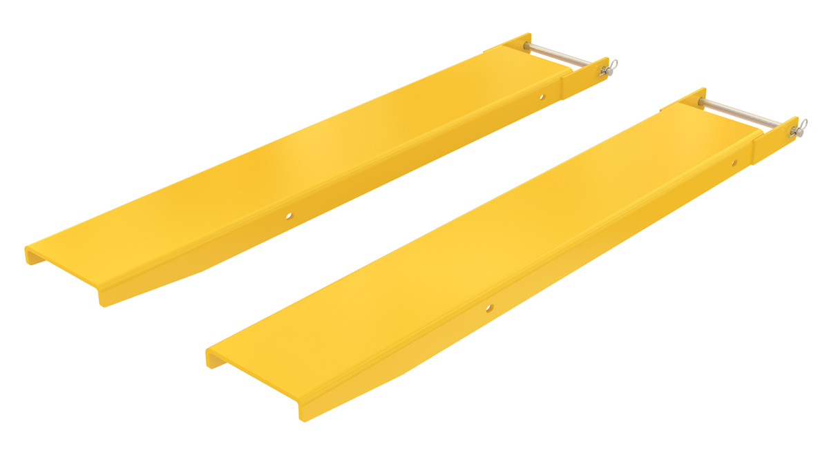 Vestil Steel Pin Style Fork Extensions - 7 In. x 48 In. 4,000 lb - Yellow