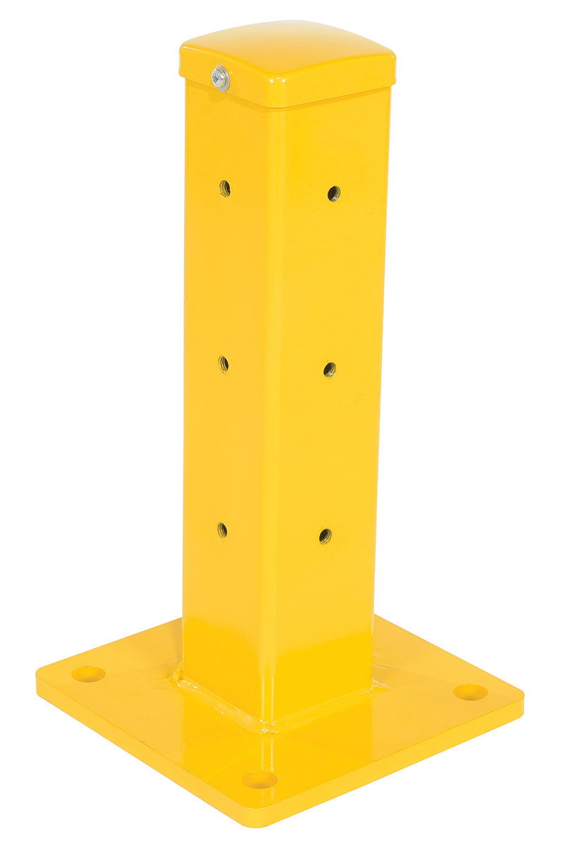 Vestil Steel Rigid Tube Post Bolt On Style - 18 In. For 2 Ribbed Guard Rails - Yellow