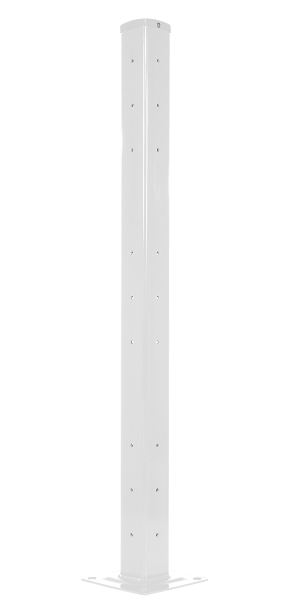 Vestil Steel Rigid Tube Post Bolt On Style - 60 In. For 2 Ribbed Guard Rails - White