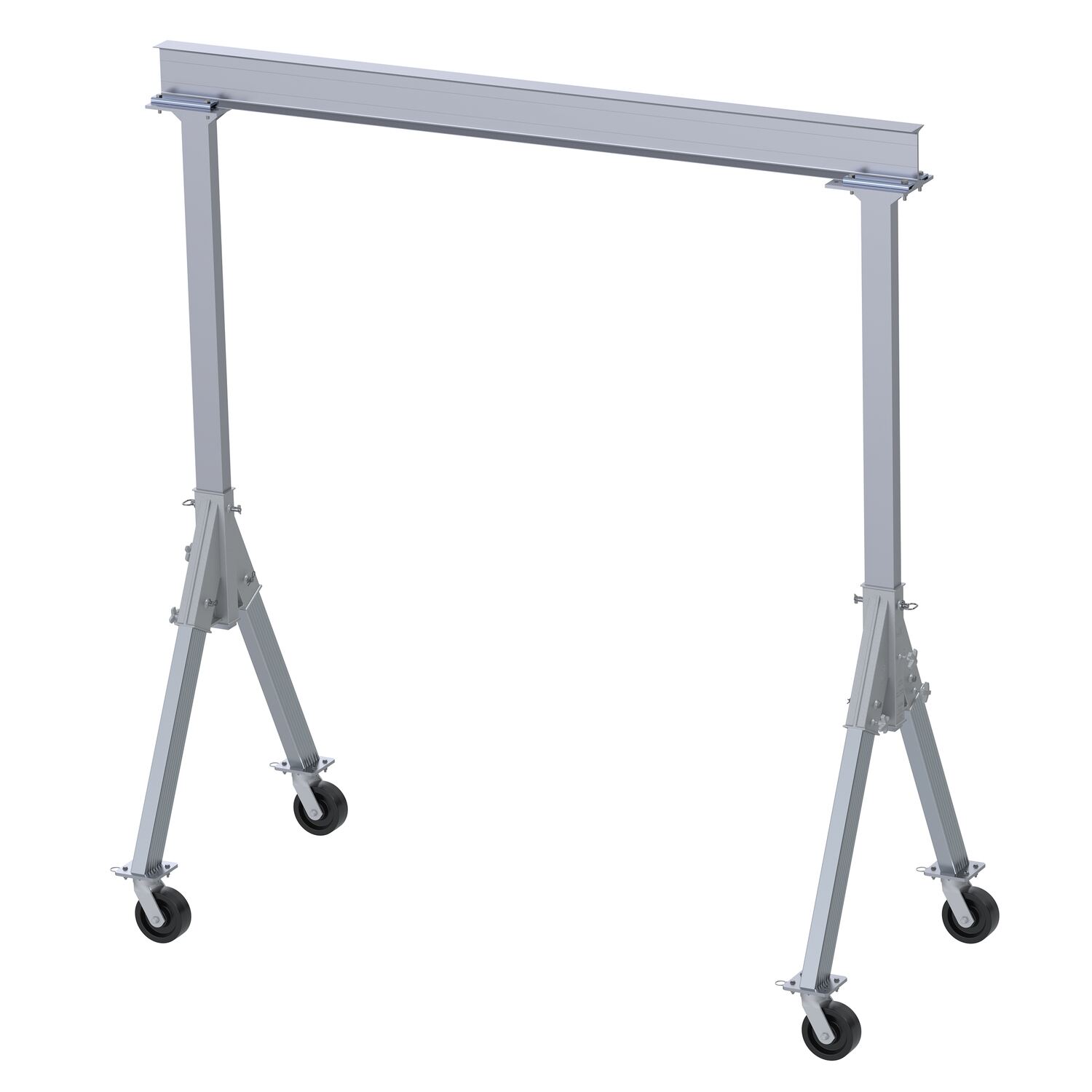 Vestil Aluminum Fixed Gantry Crane with Phenolic Locking Casters - 10 Ft. x 10 Ft. 4000 lb - Silver