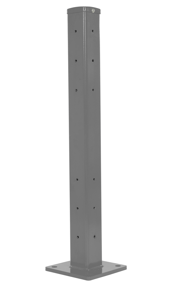 Vestil Steel Rigid Tube Post Bolt On Style - 42 In. For 2 Ribbed Guard Rails - Gray Semi Gloss
