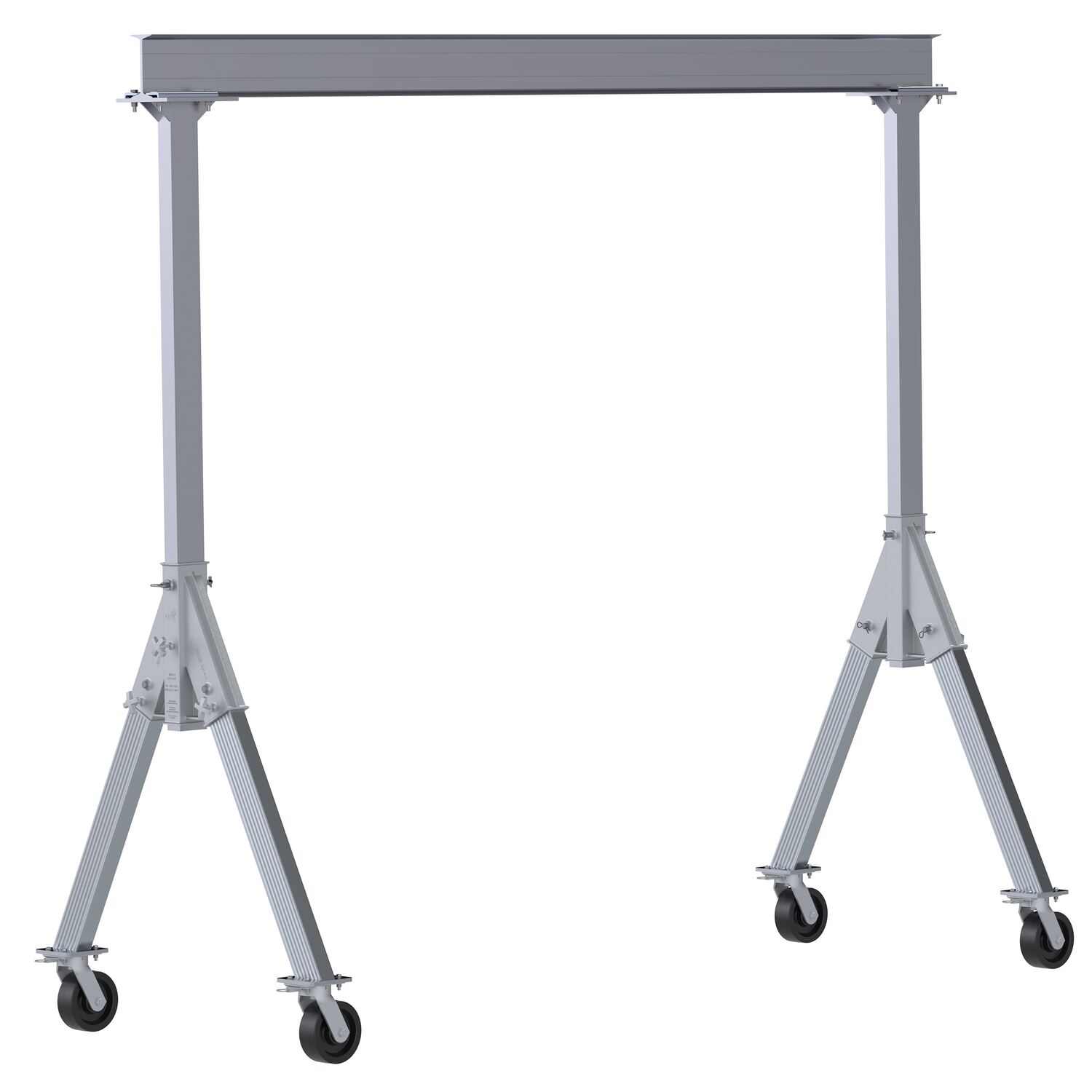 Vestil Aluminum Fixed Gantry Crane with Phenolic Locking Casters - 12 Ft. x 10 Ft. 4000 lb - Silver