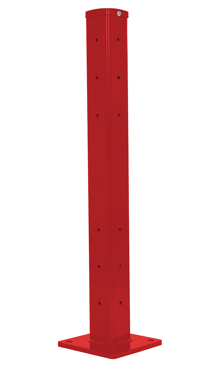 Vestil Steel Rigid Tube Post Bolt On Style - 42 In. For 2 Ribbed Guard Rails - Red