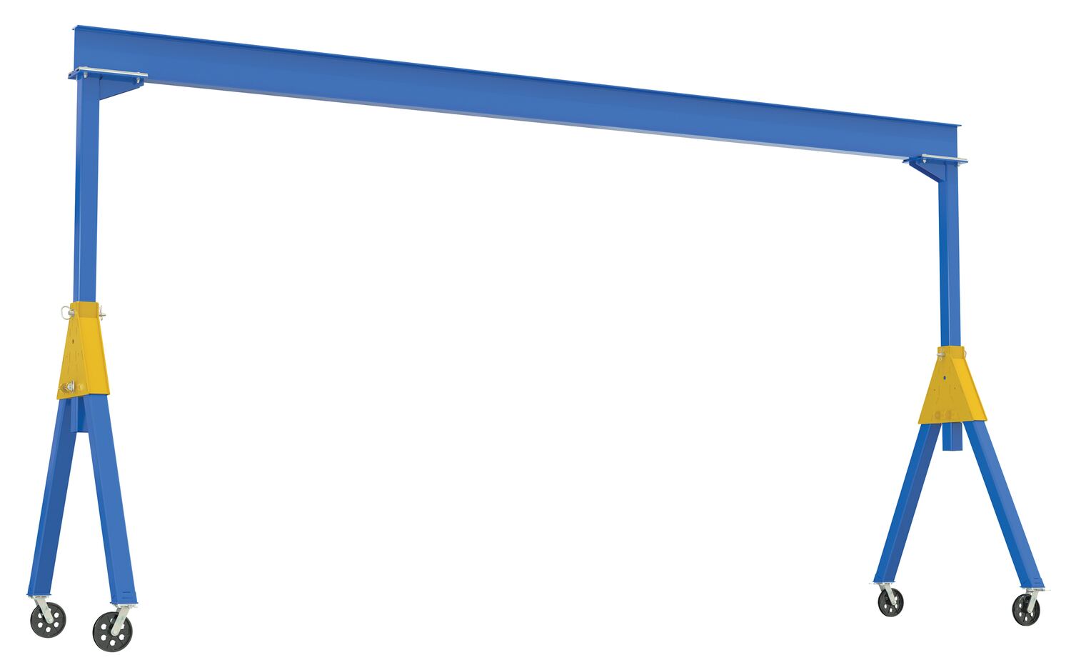 Vestil Steel Knockdown Fixed Gantry Crane with V-Groove Cast Iron Casters - 10 Ft. 2000 lb - Blue