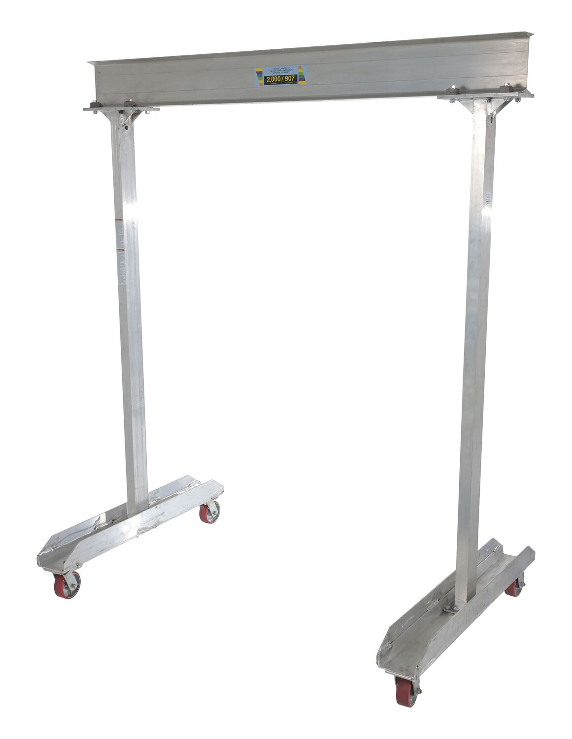 Vestil Aluminum Portable Work Area Gantry Crane - 47-3/4 In. L x 120 In. W x 91-13/16 In. H Beam 2,000 lb - Silver