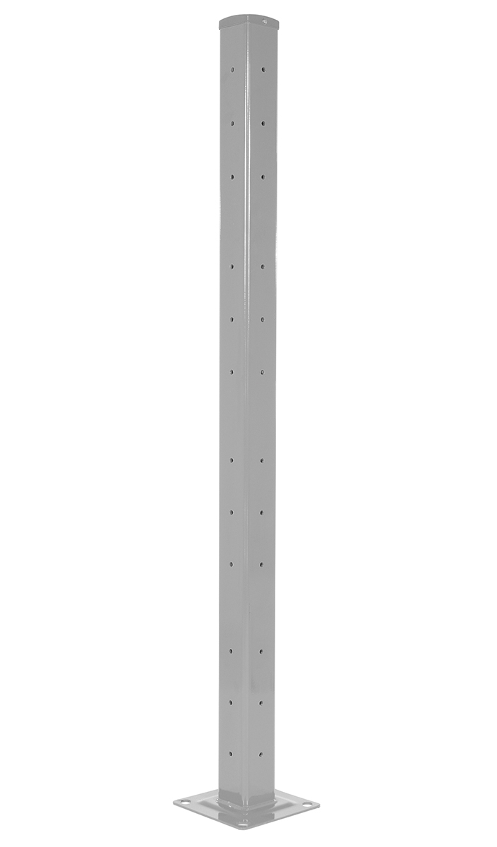 Vestil Steel Rigid Tube Post Bolt On Style - 72 In. For 2 Ribbed Guard Rails - Silver Lining