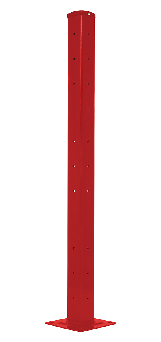 Vestil Steel Rigid Tube Post Drop In Style - 60 In. For 2 Ribbed Drop In Style Guard Rails - Red