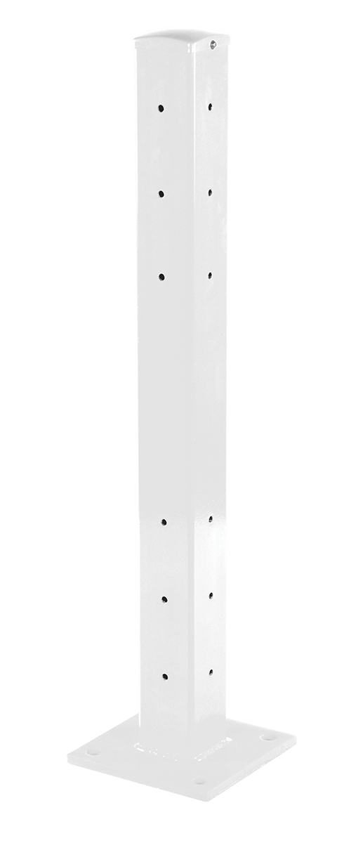 Vestil Steel Rigid Tube Post Drop In - 42 In. For 3 Ribbed Drop In Style Guard Rails - White