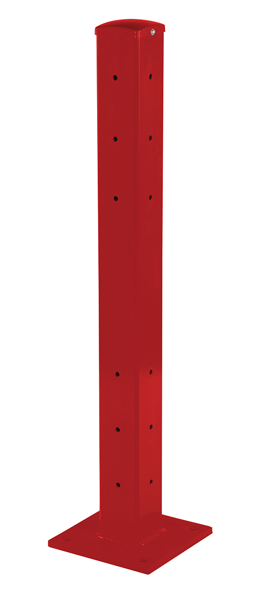 Vestil Rigid Tube Post Bolt On Style - 3-1/24 In. For 3 Ribbed Bolt On Style Guard Rails - Red