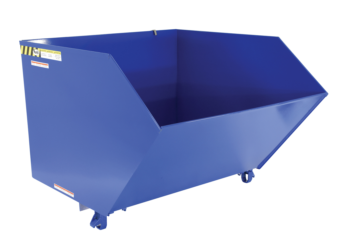 Vestil Steel Medium Duty Low Profile Self Dumping Hopper - 1-1/2 Cubic Yard 4000 lb - Blue