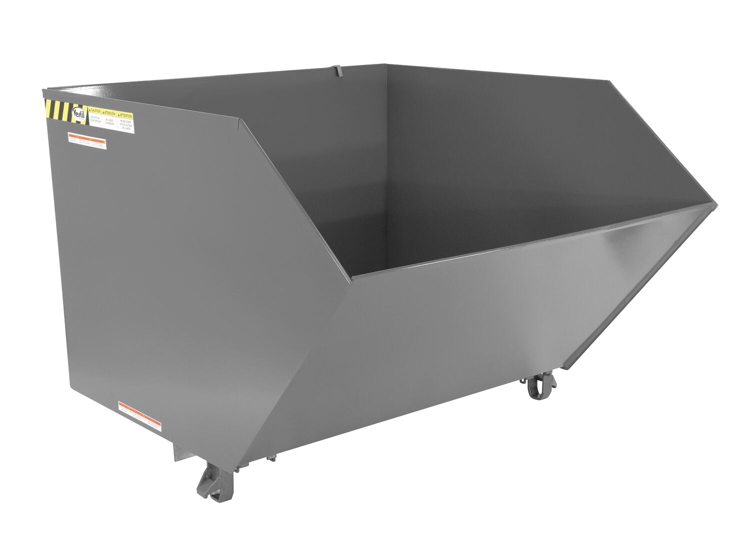 Vestil Steel Medium Duty Low Profile Self Dumping Hopper - 1-1/2 Cubic Yard 4000 lb - Battleship Gray