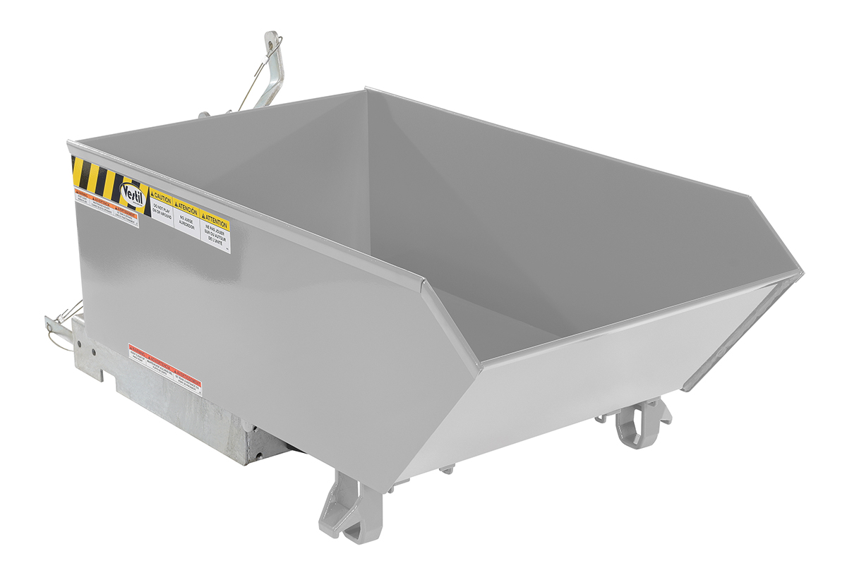 Vestil Steel Heavy Duty Low Profile Self Dumping Hopper - 1/4 Cubic Yard 6000 lb - Silver Lining