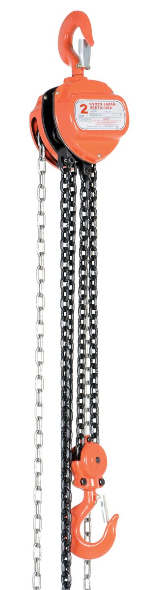 Vestil Steel Manual Chain Hoist - 20 Ft. Lift 4,000 lb - Orange
