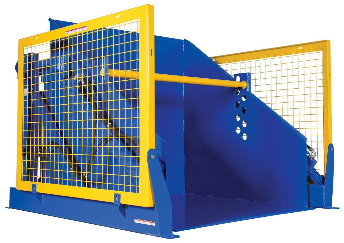 Vestil Steel Electric Hydraulic Box Dumper - 36 In. Dump Height 6,000 lb - Blue