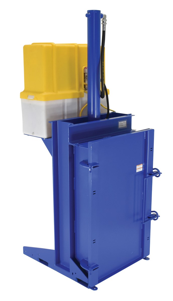 Vestil Steel Hydraulic Drum Crusher and Compactor - 208 Volt Three Phase 38,000 lbs Crushing Force - Blue