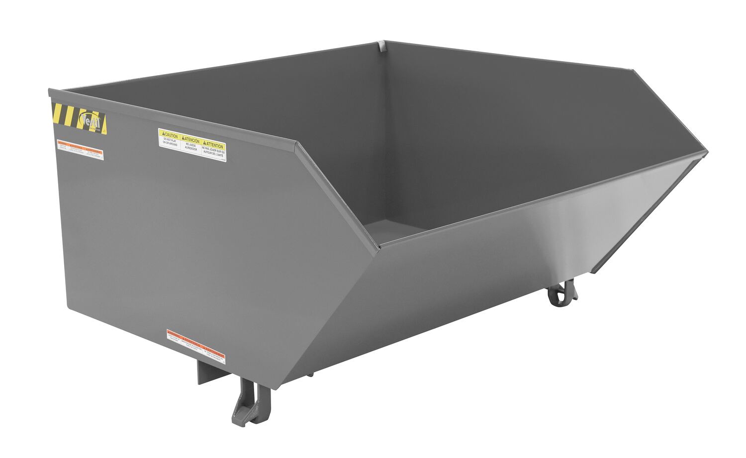Vestil Steel Light Duty Low Profile Self Dumping Hopper - 1 Cubic Yard 2000 lb - Battleship Gray