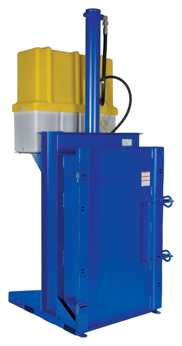Vestil Steel Hydraulic Drum Crusher and Compactor - 230 Volt Three Phase 38,000 lbs Crushing Force - Blue