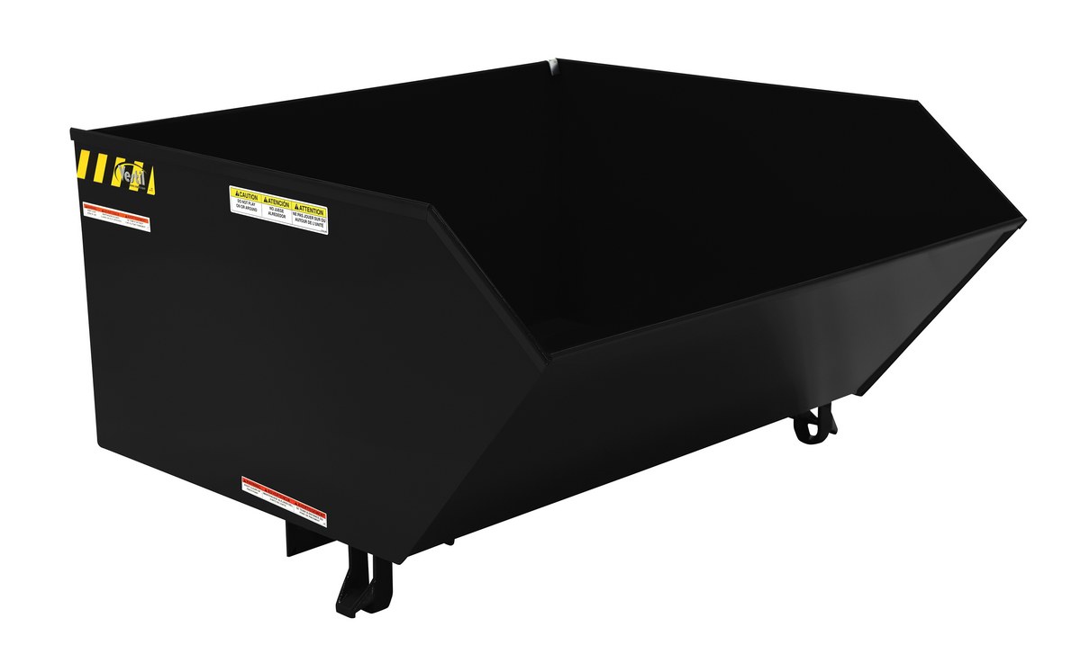 Vestil Steel Medium Duty Low Profile Self Dumping Hopper - 1 Cubic Yard 4000 lb - Semi Gloss Black