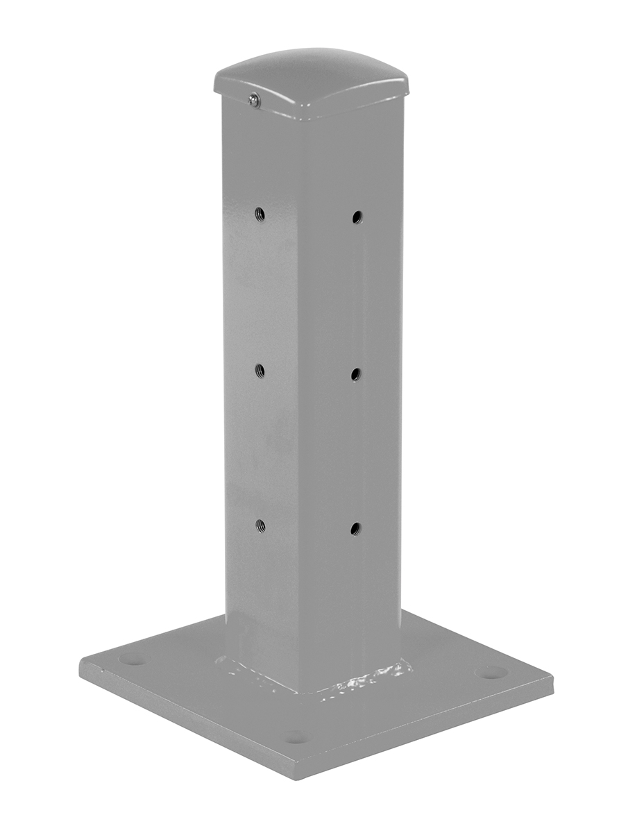 Vestil Steel Rigid Tube Post Bolt On Style - 18 In. For 3 Ribbed Bolt On Style Guard Rails - Silver Lining