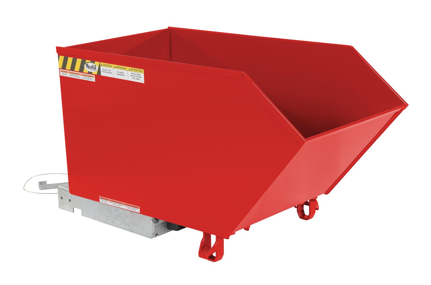 Vestil Steel Light Duty Low Profile Self Dumping Hopper - 1/2 Cubic Yard 2000 lb - Red