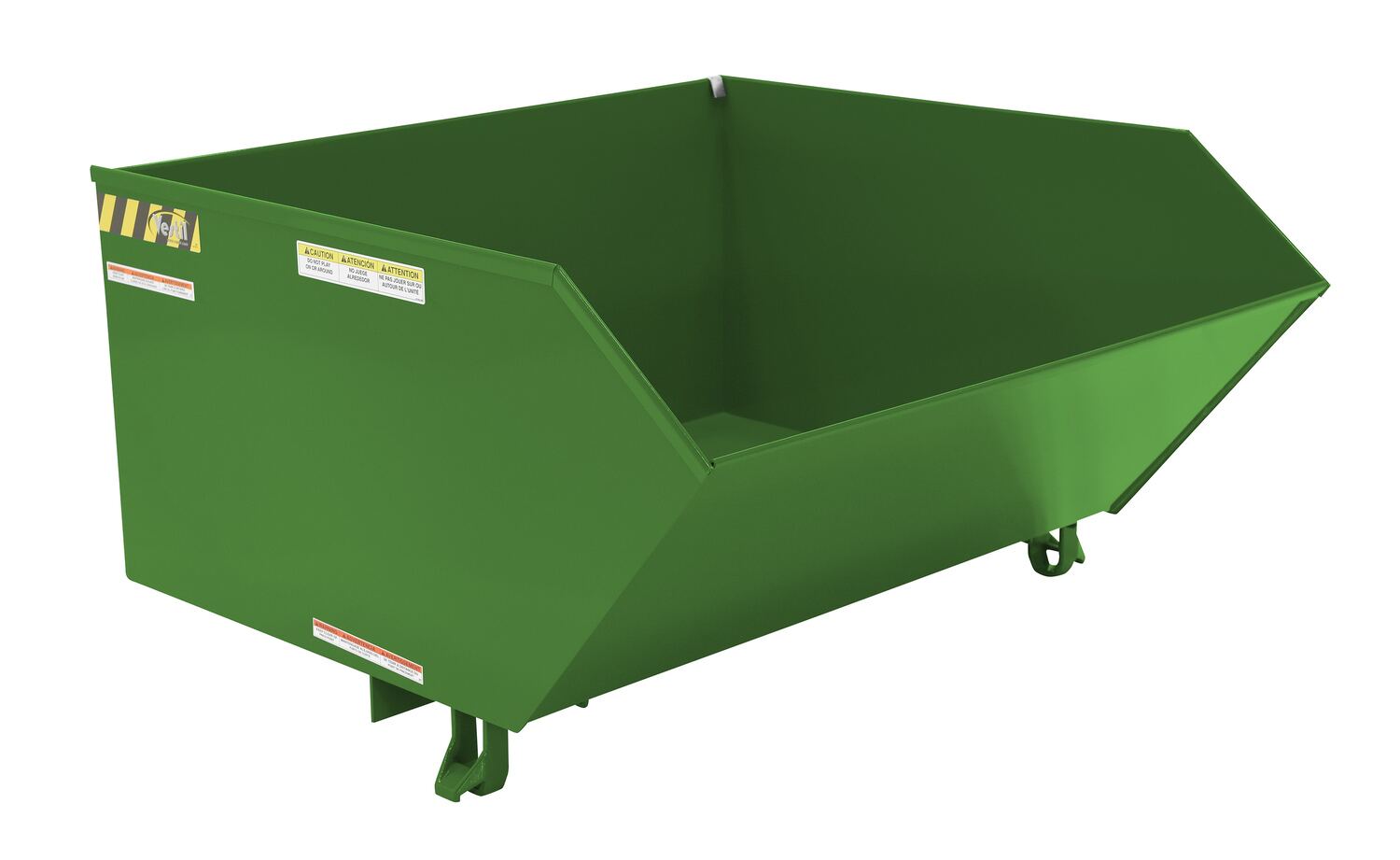 Vestil Steel Medium Duty Low Profile Self Dumping Hopper - 1 Cubic Yard 4000 lb - Green