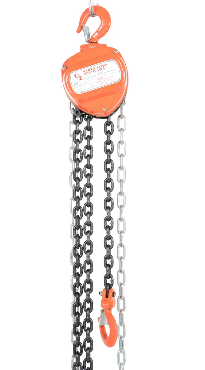 Vestil Steel Manual Chain Hoist - 10 Ft. Lift 1,000 lb - Orange