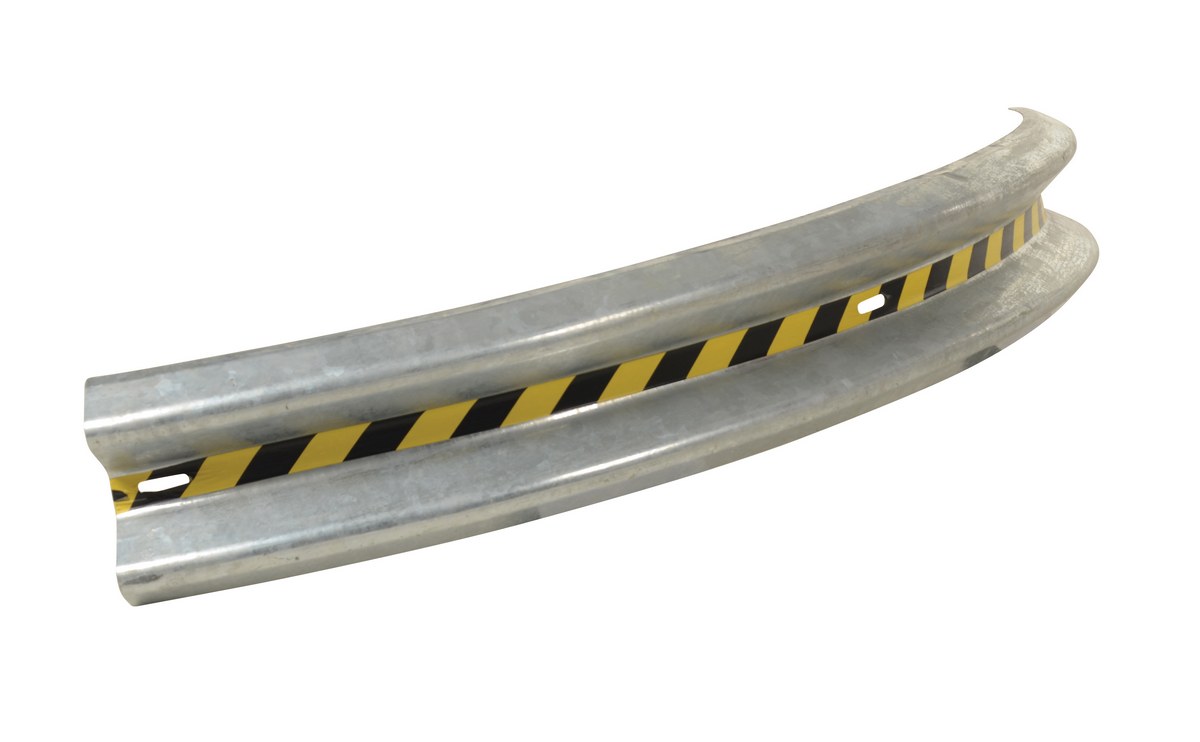 Vestil Galvanized Steel Curved Guard Rail - 96 In. Length - Gray