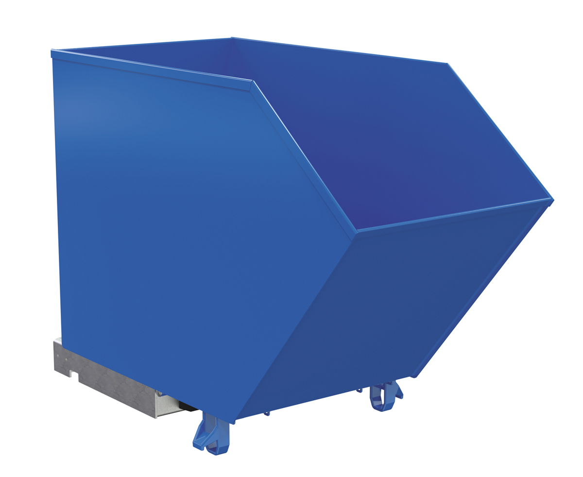 Vestil Steel Heavy Duty Low Profile Self Dumping Hopper - 3/4 Cubic Yard 6000 lb - Blue
