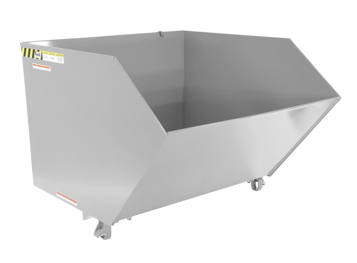 Vestil Steel Light Duty Low Profile Self Dumping Hopper - 1-1/2 Cubic Yard 2000 lb - Silver Lining