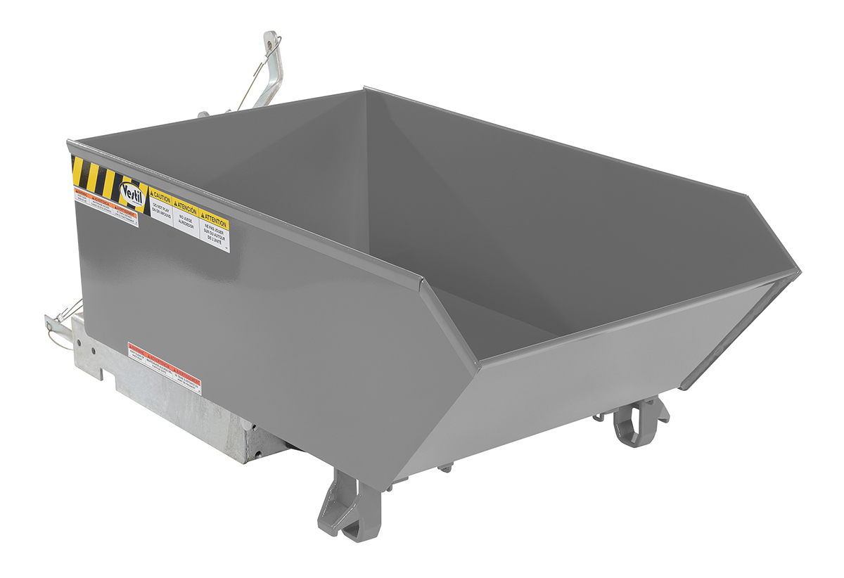 Vestil Steel Light Duty Low Profile Self Dumping Hopper - 1/4 Cubic Yard 2000 lb - Machine Gray