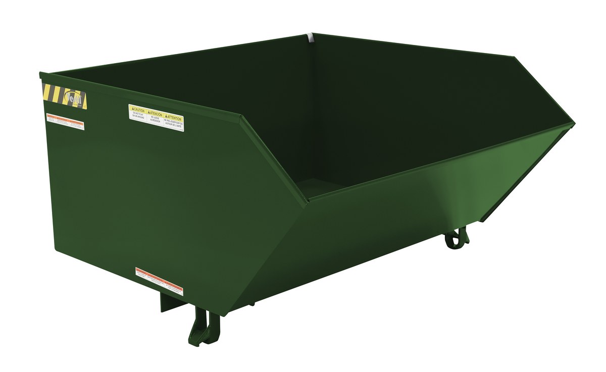 Vestil Steel Heavy Duty Low Profile Self Dumping Hopper - 1 Cubic Yard 6000 lb - Hunter Green