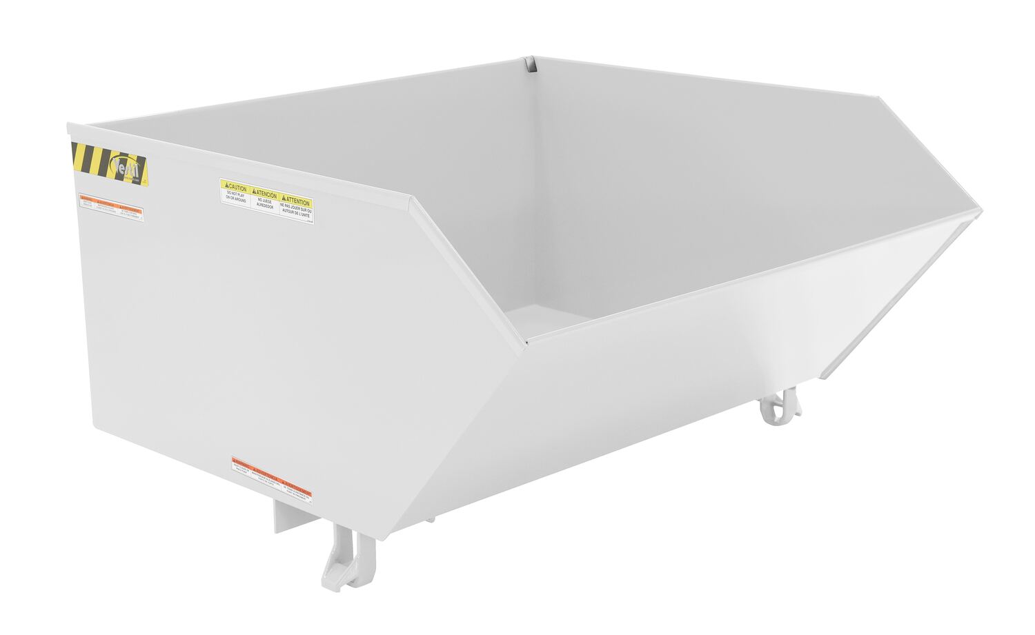 Vestil Steel Light Duty Low Profile Self Dumping Hopper - 1 Cubic Yard 2000 lb - White