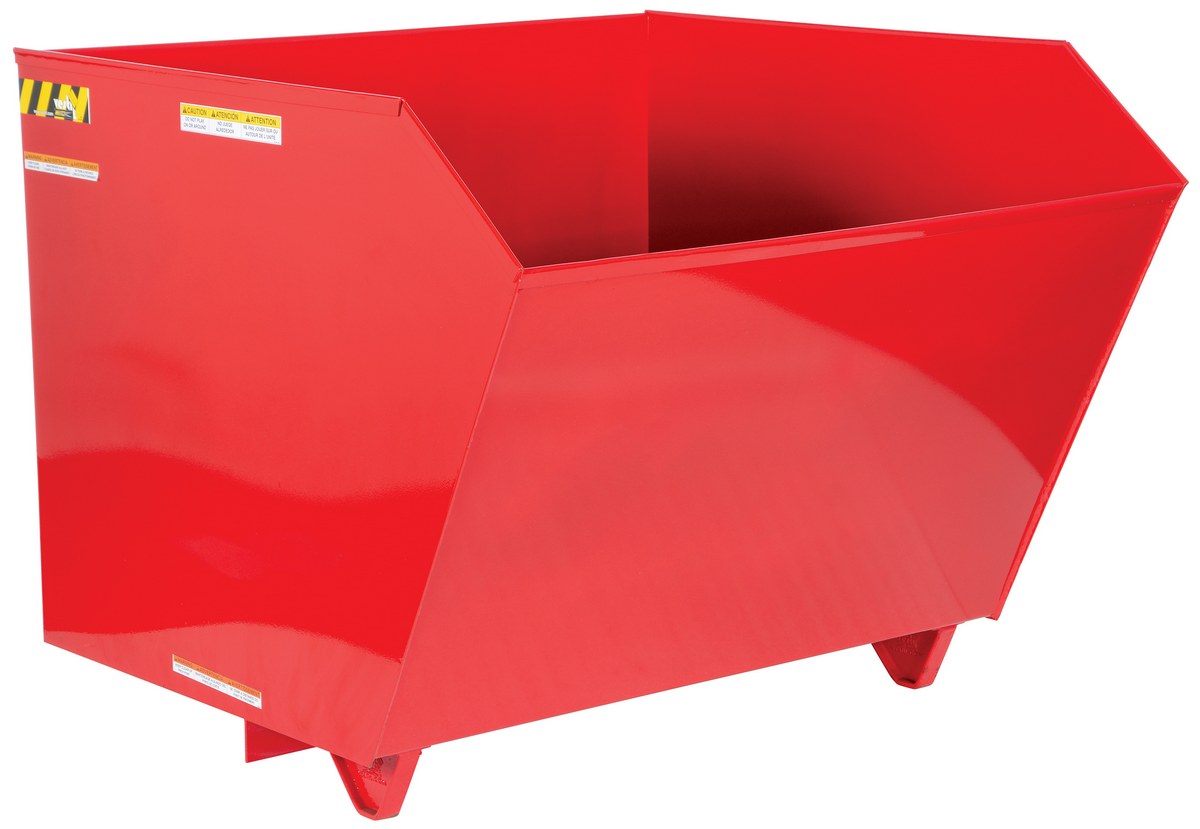 Vestil Steel Light Duty Low Profile Self Dumping Hopper - 1-1/2 Cubic Yard 2000 lb - Red