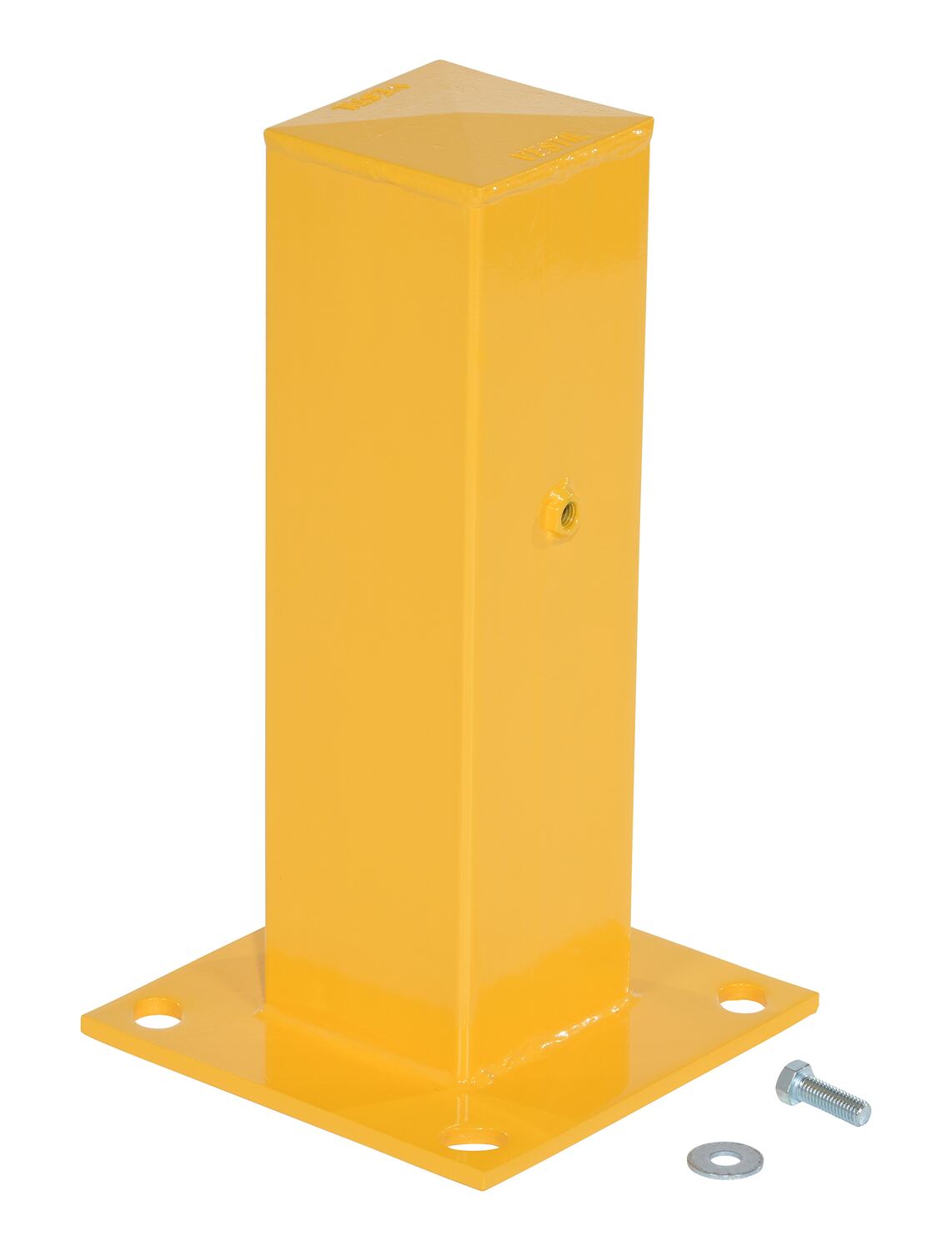 Vestil Steel Bolt On Tubular Guard Rail Post - 2 Ribbed 18 In. Length - Yellow