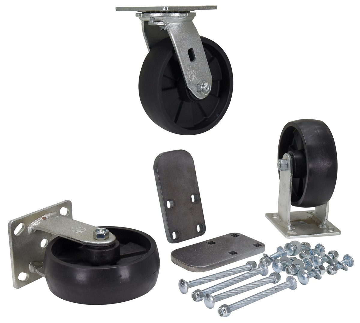 Vestil Glass Filled Nylon Caster Kit - 6 In. x 2 In. 3,600 lb - Black