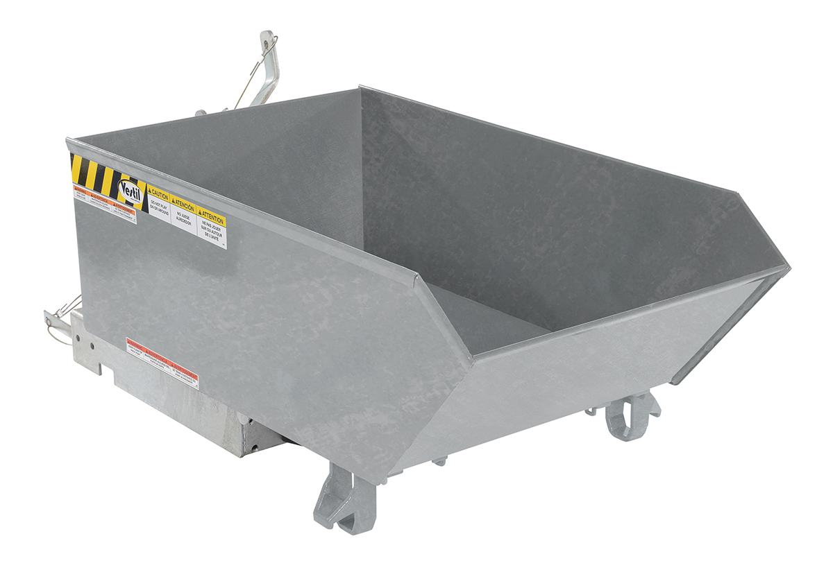 Vestil Steel Heavy Duty Low Profile Self Dumping Hopper - 1/4 Cubic Yard 6000 lb - Galvanized